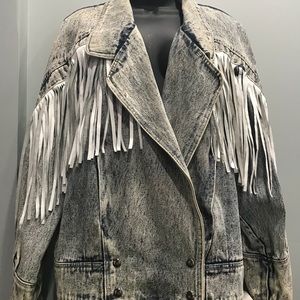 Vintage fringe acid wash jacket